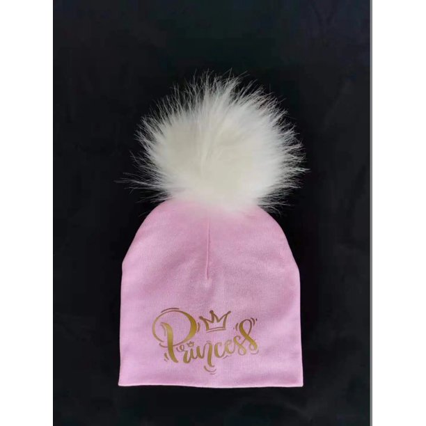 Gorro con pompón de cubo para bebé, gorro con letras de Príncipe, princesa dorada, a la moda, para recién nacido