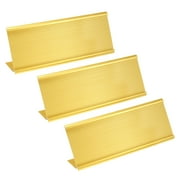 3x9.4inch Aluminum Name Plate Holder, 3 Pcs L Type for Desk Sign Holder Gold Tone