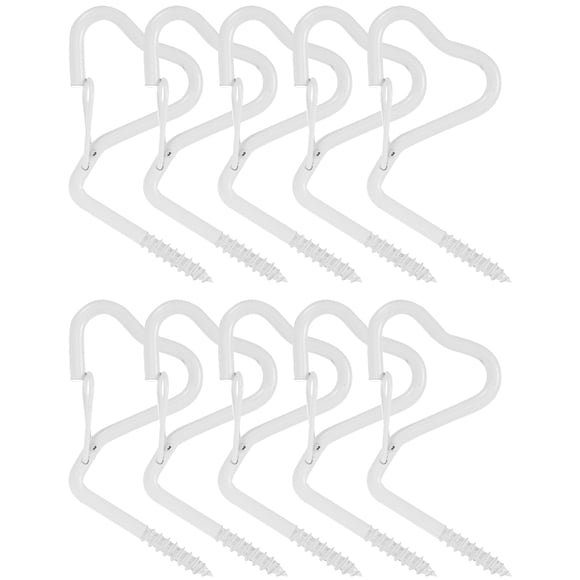 Minkissy 10Pcs Sturdy White Ceiling Hooks for Hanging Plants Flower Baskets and Decorations