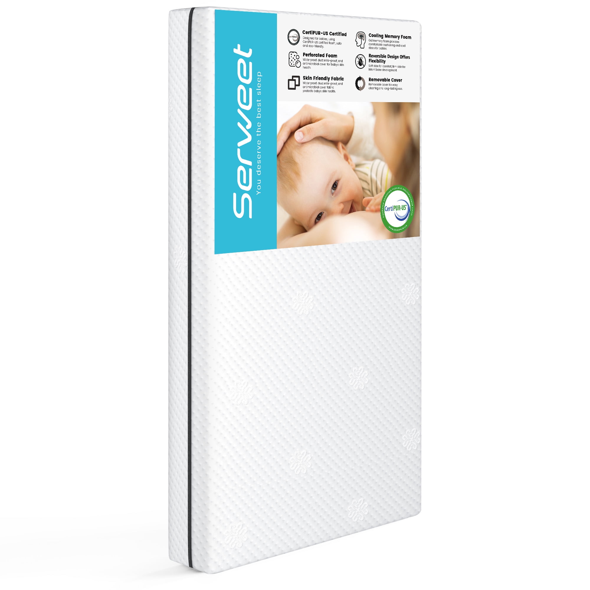 Serweet Dual Sided Crib and Toddler Mattress, 5.5 inch Foam Baby Mattress for Standard Size Cribs-CertiPUR-US Certified, 10 Year Coverage