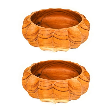 

Fluted Round Teak Wood Bowl 2-Pack