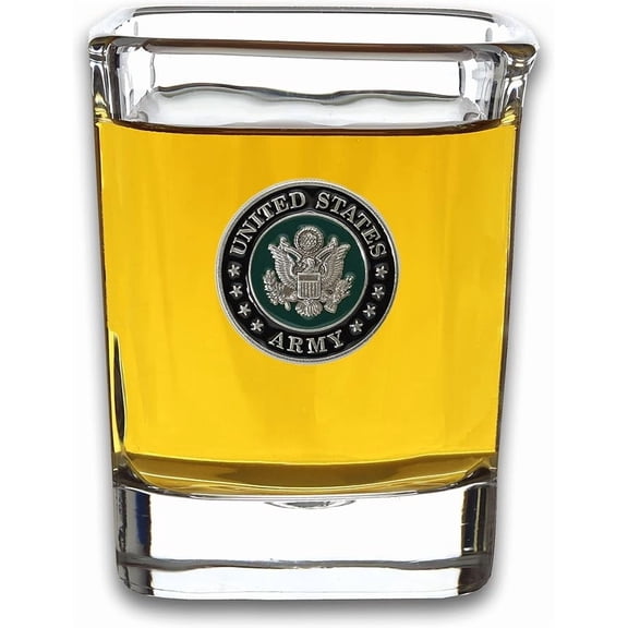 Indiana Metal Craft US ARMY Seal Square Shot Glass with Die Struck Enamel Emblem MADE IN USA