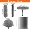 thumbnail image 2 of 20FT High Reach Duster Kit with 3-12FT Splicable Extension Pole, Cobweb Duster, Window Squeegee & Scrubber, Spider Web Brush, Feather Duster for High Ceilings & Windows, Grey, 2 of 7