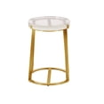 thumbnail image 4 of Weston Home Narvik Modern Stainless Steel Glass Top Table Round End Table, Brass Finish, 4 of 6