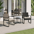 thumbnail image 4 of Patio Furniture Set, Aiho 3 Pieces Wicker Outdoor Chairs Set with Glass Table, Patio Bistro Set for Garden, Backyard, Balcony, Gray Cushions, 4 of 11