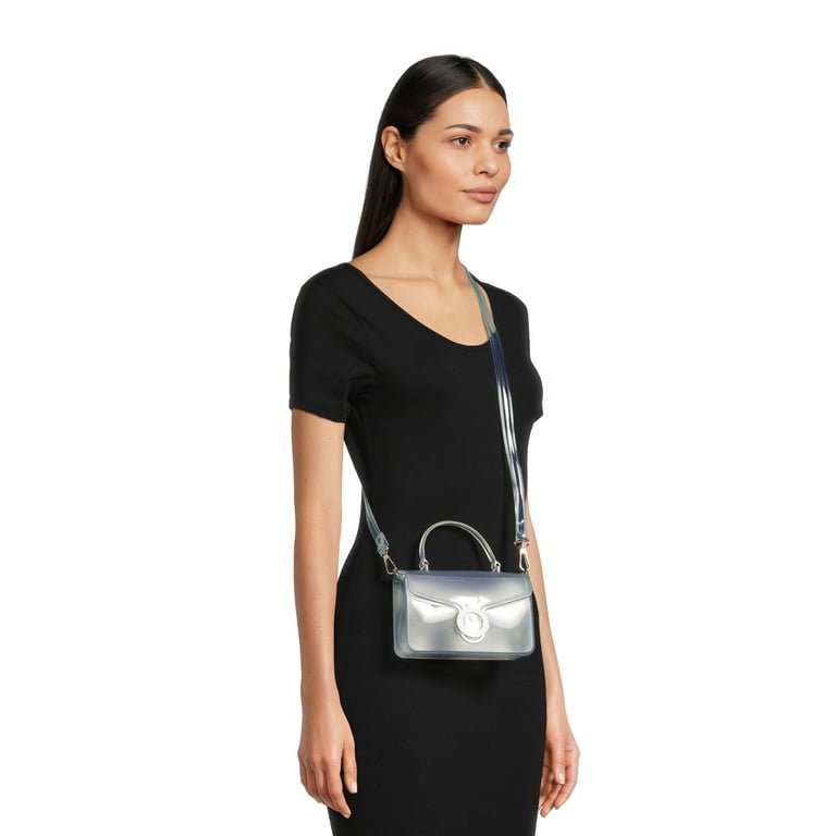 No Boundaries Women s Contemporary Jelly Flap Crossbody Bag Clear Walmart