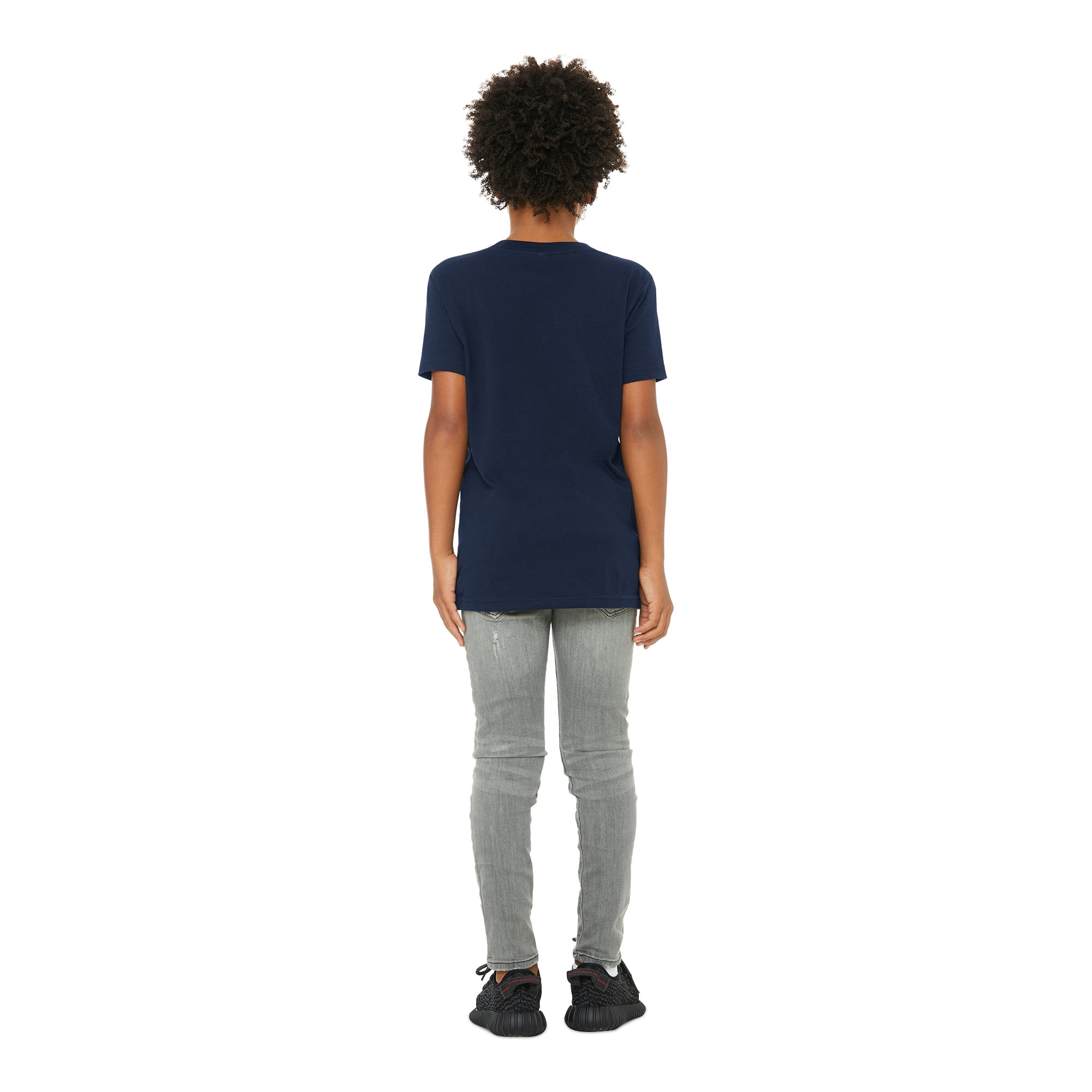 BELLA+CANVAS Youth Unisex Short Sleeve Crew Neck T-Shirt for Crafting, Navy, Youth Xlarge