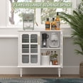 thumbnail image 4 of Yardi Yarda Vintage Buffet Cabinet with 2 Lattice Glass Door, Wooden Accent Cabinet with Adjustable Shelves for Indoor, White, 4 of 7