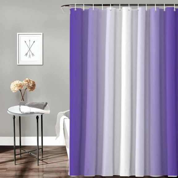 Fabric Shower Curtain for Bathroom, Modern Ombre Purple Custom Shower Curtain Set with Hooks, Luxury Bathroom Curtains, Gradient Textured Waterproof Polyester Bathroom Accessories, 72x84inch