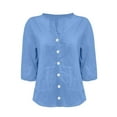 thumbnail image 4 of Endives Women's Long Sleeve T-shirt Linen Shirts Summer Cotton Linen V Neck Tops Loose Vacation Beach Solid Blouses Tunic Tops, 4 of 4