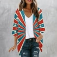 thumbnail image 2 of UVEASISHA American Flag Kimono for Women 4th of July 3/4 Sleeve Cardigans Summer Open Front Casual Beach Coverups Independence Day Print Cardigan Jackets Multicolor 3XL, 2 of 6