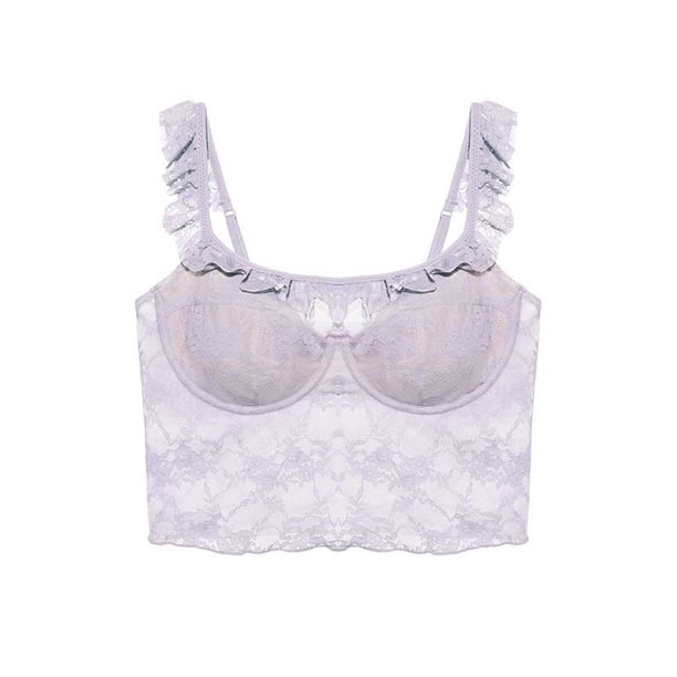Sujetador sexy Lencería de encaje Sonducket Atractivo Hebilla ajustable Flexible Transpirable Púrpura L