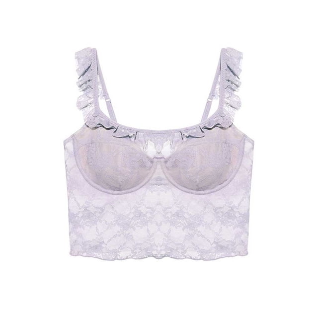 Sujetador sexy Lencería de encaje Sonducket Atractivo Hebilla ajustable Flexible Transpirable Púrpura L