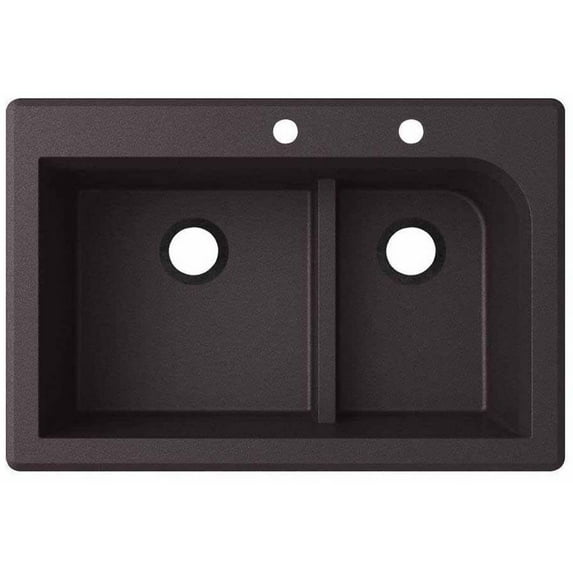 Swan Granite Dual Mount Kitchen Sink (22" x 33") with 2 Faucet Holes