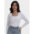 thumbnail image 5 of Casual Women's Long Sleeve Shirts Knit Fitted Stretch Scoopneck Basic Solid Tunic Tops, 5 of 6