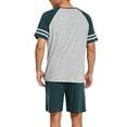thumbnail image 5 of Ekouaer Mens Pajama Short Sets Short Sleeve Crewneck Pajama Lounge Set Raglan Sleepwear, 5 of 6