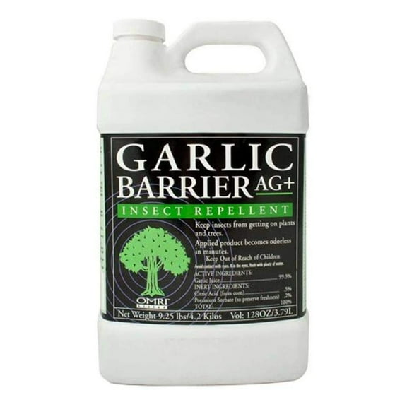 Garlic Barrier AG  Liquid Spray Premier Natural Insect Repellent for Vegetable Gardens, Flowers and Farms - 1 Gallon