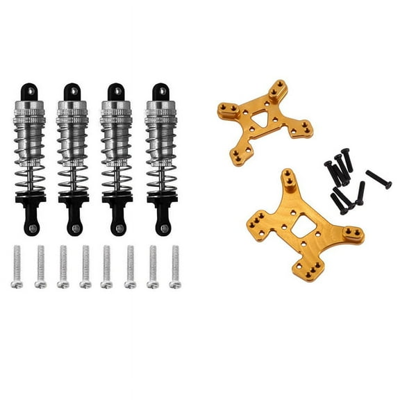 Front and Rear Shock Tower Board Set with 4Pcs Metal Damper for 144001 1/14 4WD RC Car