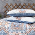 thumbnail image 4 of SUSSEXHOME Blue Pattern Cotton Duvet Cover Set, Queen Size Duvet Cover, 1 Duvet Cover, 1 Fitted Sheet and 2 Pillowcases - Hypoallergenic, Iron Safe, Breathable , Machine Washable, 4 of 7