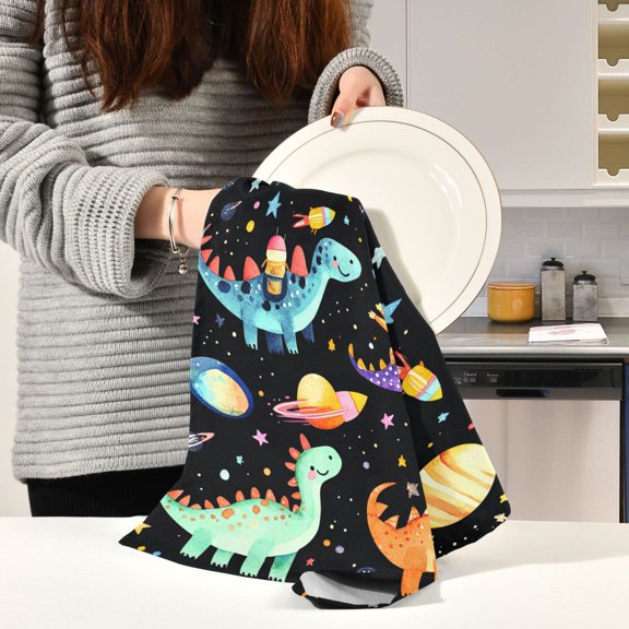 BZSMCE Kitchen Towels Creative Colorfull Dinosaur Pattern Durable Kitchen Towel