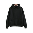 thumbnail image 1 of LUXUR Women Sweatshirt Long Sleeve Hooded Tops Collared Fleece Hoodies Loose Fit Pullover Solid Color Black L, 1 of 2
