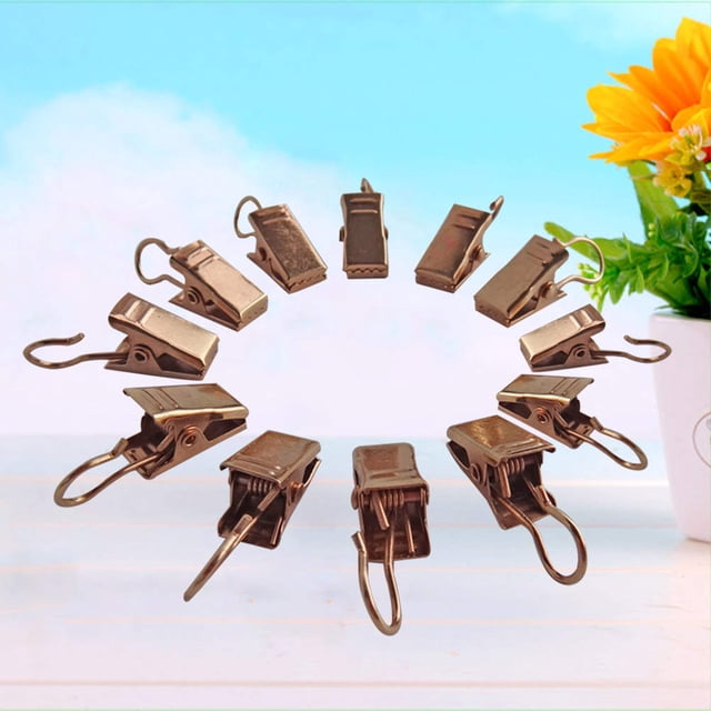 Hytrove Curtain Rod Hooks for Drapes 60Pack Golden Iron Clips with Round Rim Easy Installation