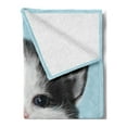 thumbnail image 2 of Cartoon Soft Flannel Fleece Blanket, Portrait of Domestic Kitten Newborn Bicolor Furry Head Pink Wet Nose Artwork, Cozy Plush for Indoor and Outdoor Use, 70" x 90", Black White Blue, by Ambesonne, 2 of 5
