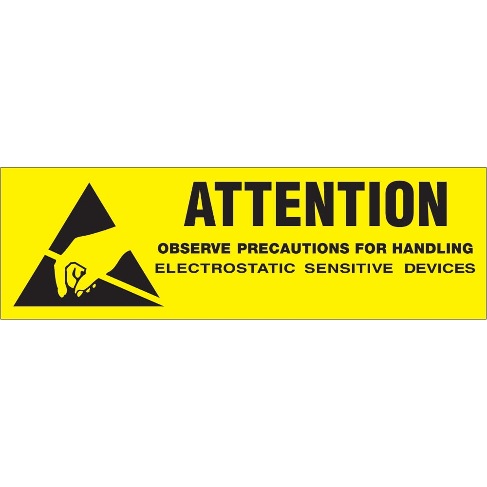 Tape Logic Labels 'Attention - Observe Precautions' 5/8' x 2' Black/Yellow 500/R DL9030