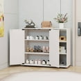 thumbnail image 5 of Costway 3-Tier Wooden Shoe Storage Organizer with Doors & 3-Level Adjustable Open Shelves, 5 of 9