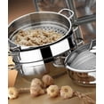 thumbnail image 5 of Sofram 3-Tier Stainless Steel Dumpling Steamer 1.4 gal (5.3 L) Stainless Steel Steamer Pot with Glass Lid Multi-Layer Cookware Pot Manty Steamer Pot Mantovarka Manty, Silver, 5 of 7