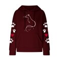 thumbnail image 4 of Women's Waffle Hoodies Sweatshirt Valentines Cute Heart Cat Paw Graphic Pullover Long Sleeve Hooded, 4 of 4