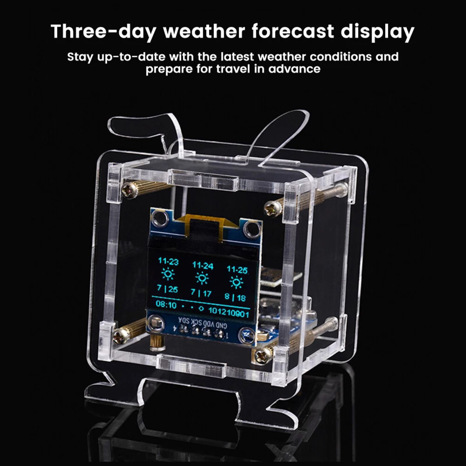 GUYUTING Smart Clock DIY Kit with WiFi ESP8266 Auto Time HD Display Temperature Humidity Weather Date Fun Electronics
