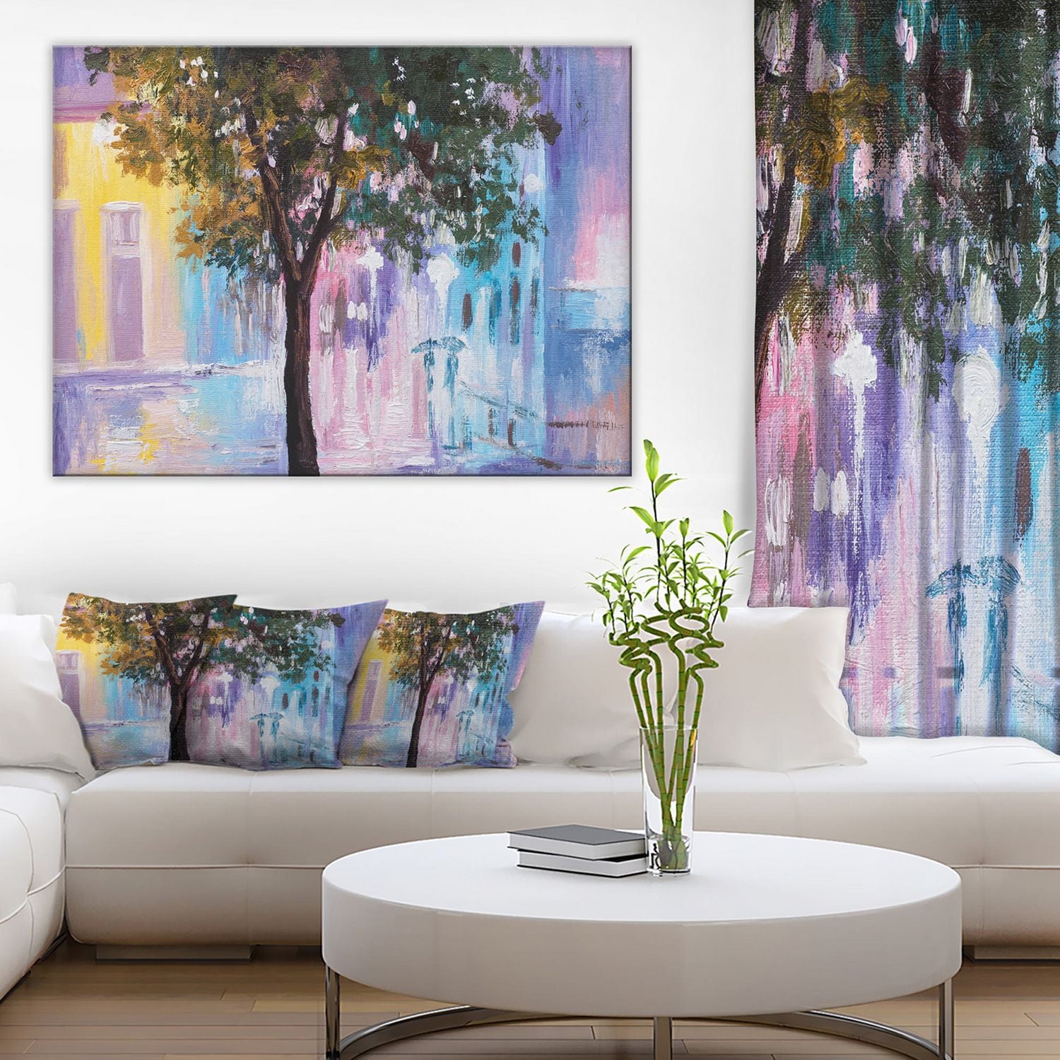 Design Art Couple Walking in Rain Canvas Print