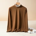 thumbnail image 4 of Youmylove Winter Women Crew Neck Lined Thermal Underwear Slim Warm Base Layers Long Sleeve Shirts Patchwork Top Warm Base Layers, 4 of 7