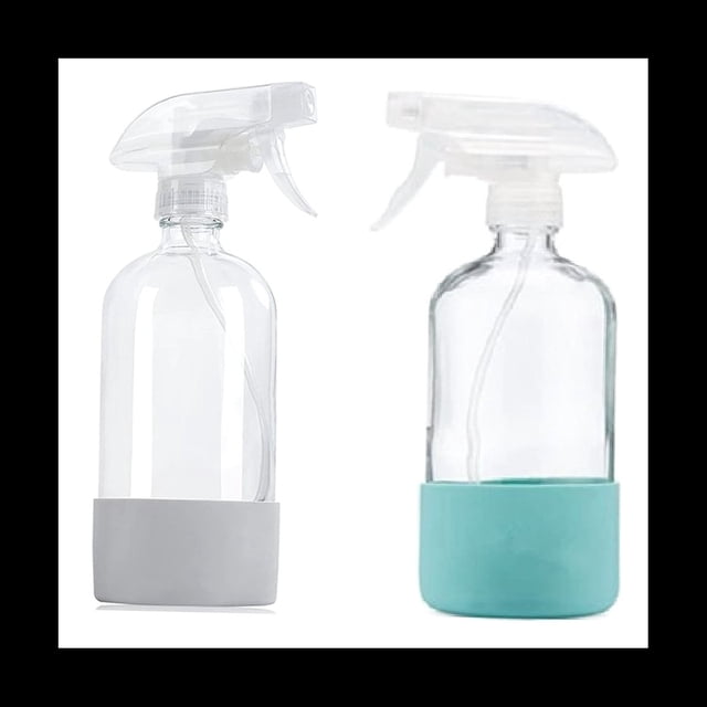 Rociadoras de Vidrio Transparente con de Silicona, Botella VacíA Recargable para Soluciones de Limpieza, Rociador de Agua