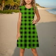 thumbnail image 6 of Girls Dresses Summer Size 4-14 Cute Ruffle Sleeveless Crewneck Sundresses Teens Juniors Plaid Printed Pullover Beach Midi Dress, 6 of 7