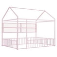thumbnail image 5 of DreamBuck Full Size Metal House Bed Frame with Fence for Teens, Girls, Boys, Cabin Floor Bed for Bedroom, Pink, 5 of 7