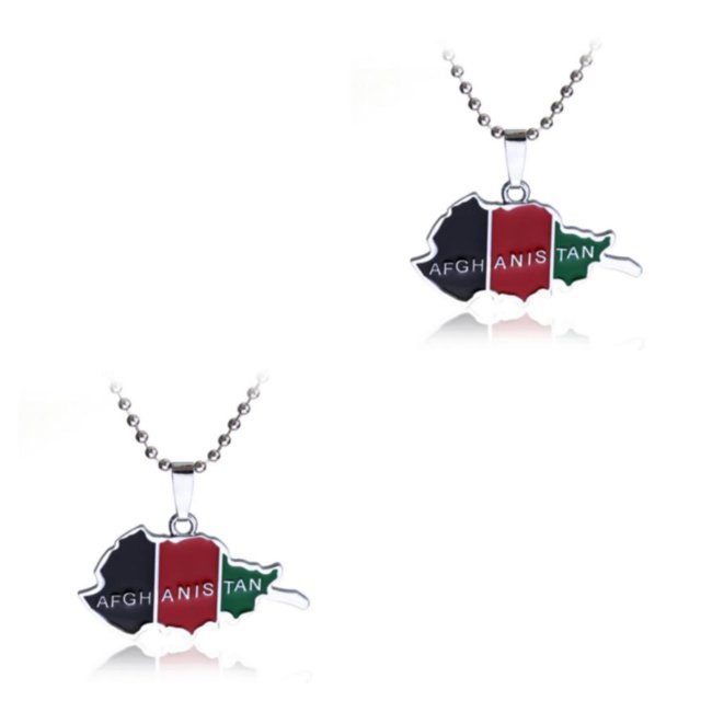 mmirethe Afghan Map Flag Pendant Necklace Bold Fashion Statement Statement With Style Alloy Afghanistan Map Flag Pendant AssortedColor 2Set