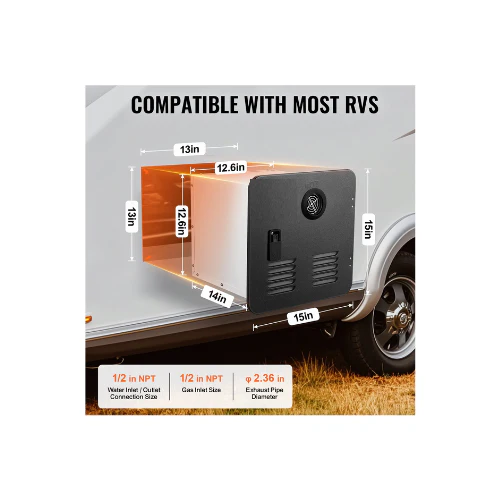 Space Saving RV Tankless Water Heater 42,000 BTU With Remote Black Finish TMRVQ-05010242