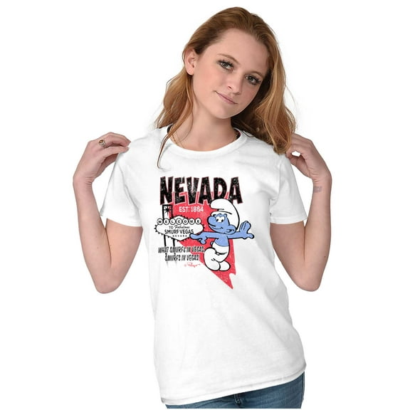 The Smurfs Nevada State NV Cartoon Women's T Shirt Ladies Tee Brisco Brands S