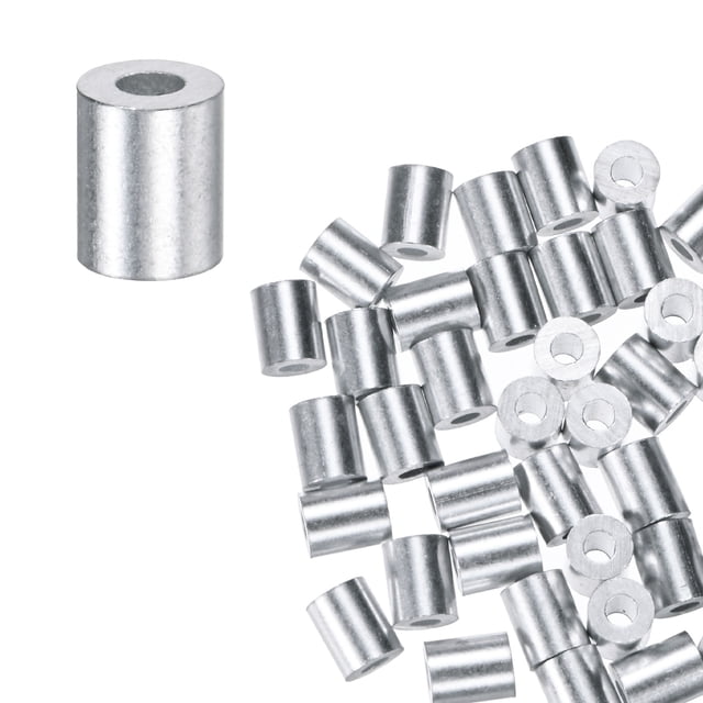 Uxcell 25-Pack Mangas de Crimpado de Aluminio, 1.5mm 1/16 Mangas de Cuerda de Alambre de Barril Redondo