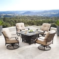 thumbnail image 2 of Outdoor Living and Style 5-Piece Brown and Black Outdoor Patio Square Fire Table with Four Swivel, 2 of 4