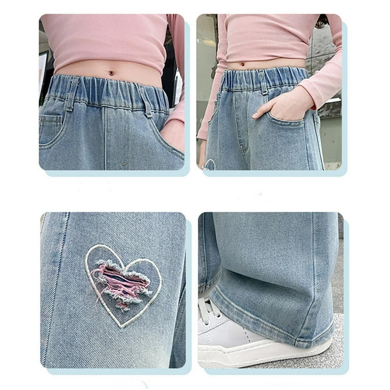 GBSYEWXS Jeans For Girls Children Drawstring Waist Straight