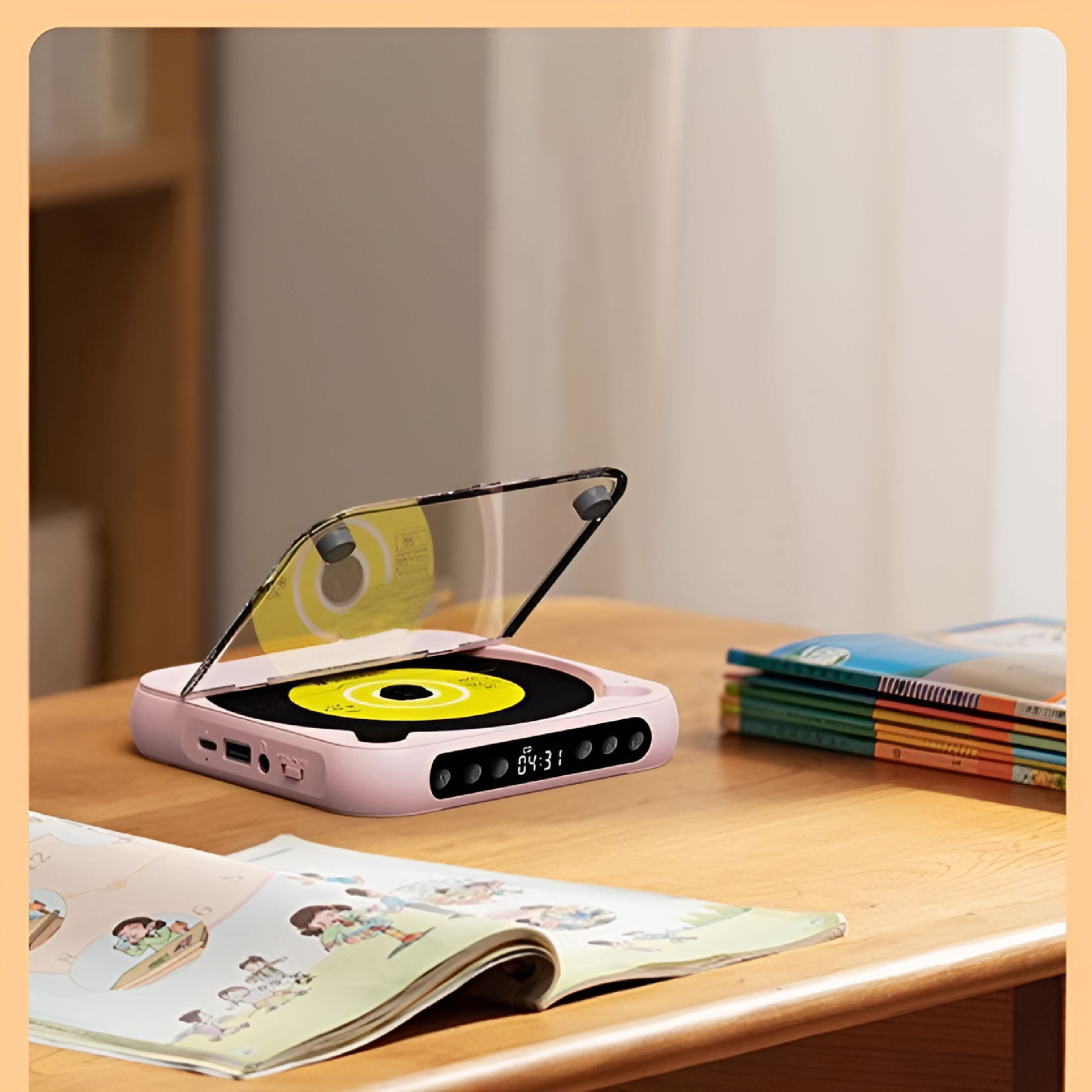 GJX Cd Player with Bluetooth,Rechargeable Compact Cd Player Built-In Hifi Speakers,Portable Cd Player for Home/Car,Supports Cd/Aux/Usb And Repeat Modes,Headphones,Lcd Screen