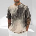 thumbnail image 2 of Hinvhai Men's Short Sleeved Shirt Summer Rhinestone Round Neck T-Shirt Loose Casual Style Short Sleeve Khaki L(L), 2 of 5