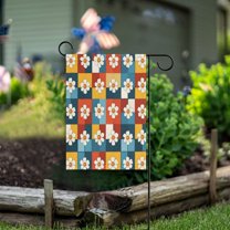 Yayeee Garden Flag 12"x18" Double Sided Outdoor Yard Lawn Holiday Decorations, Yellow Checkered Daisy