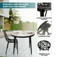 thumbnail image 2 of LeisureMod Devon Mid-Century Modern 3-Piece Aluminum Outdoor Patio Dining Set with Dining Table with Tempered Glass Top and 2 Stackable Flower Design Chairs for Patio, and Backyard Garden (Black), 2 of 21