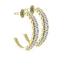 thumbnail image 3 of Dazzlingrock Collection Round White Diamond 9 Stone Illusion Set J Shape Pushback Hoop Earrings for Women (0.23 ctw, Color I-J, Clarity I2-I3) in 10K Yellow Gold, 3 of 6