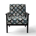 thumbnail image 4 of Designart "Urban Lattice In Blues" Blue Gridlock Upholstered Accent Chair - Modern Arm Chair For Bedroom, 4 of 7