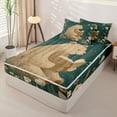 thumbnail image 2 of Castle Fairy Kawaii Floral Reading Bear Zipper Full Size Comforter Sets with Fitted Sheet and 2 Pillowcases,Cute Animal Wildflower Zipper Bedding Set,Sage White Orange,Grey Reversible,4pcs, 2 of 6